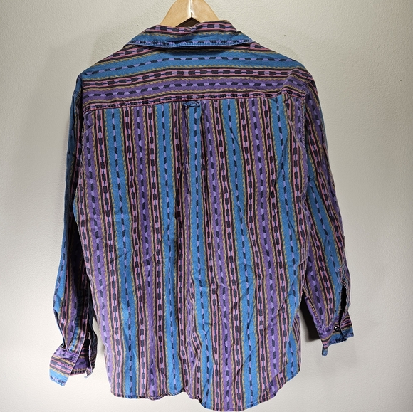 Vintage 90s Aztec Print button up Medium - Picture 2 of 3
